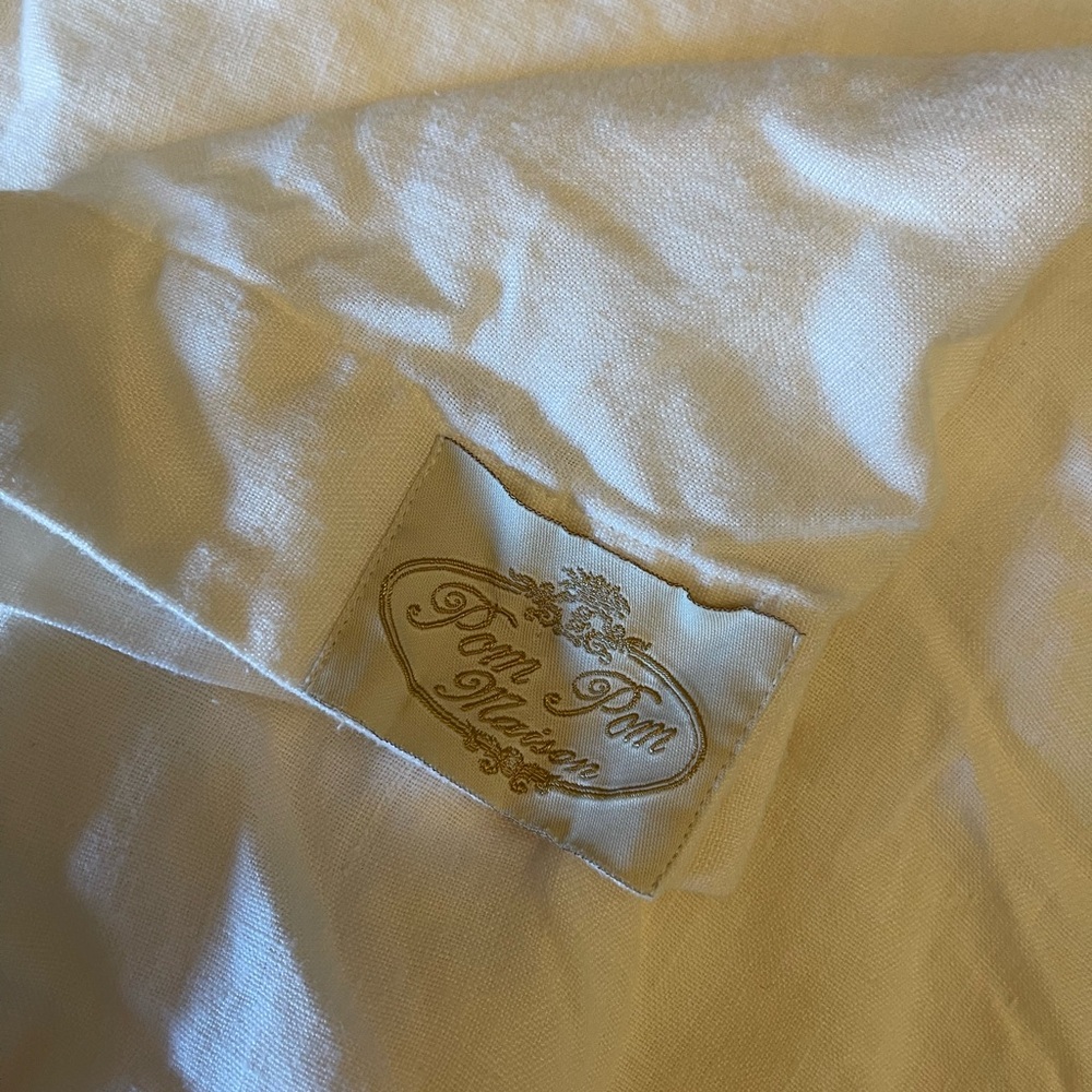 King sized Pom Pom at Home linen Duvet Cover - cream and flax - Picture 6 of 9